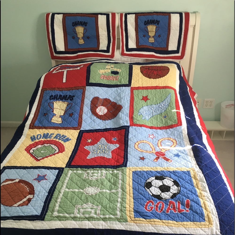 Quilted Comforter & Shams - Sports Themed